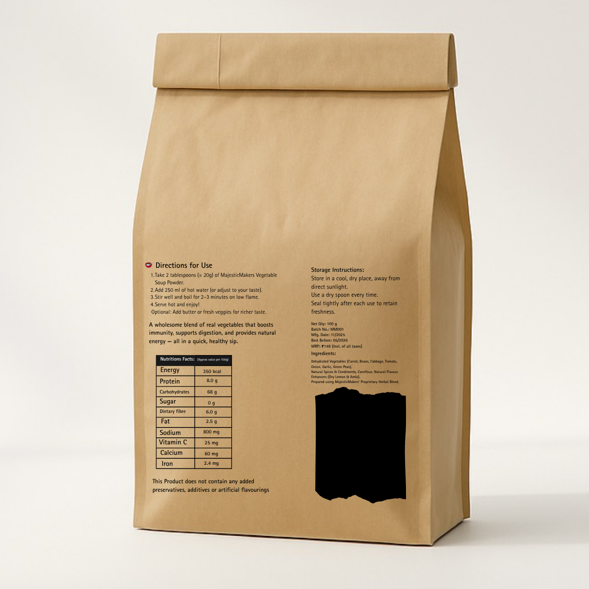 Natural Vegetable Soup Powder (500g) | Pure Organic | Ready in 5 Minutes